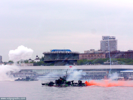 Показательный бой Каспийской флотилии. 60 лет победы, военный, боевой