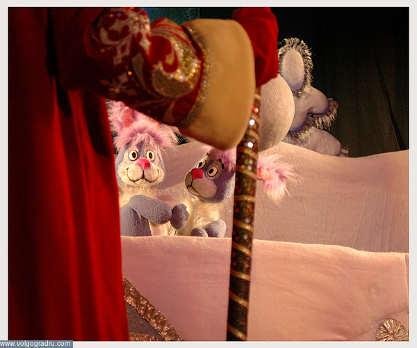 Дед Мороз и зайцы. на заснеженной полянке, кукольный театр, театр