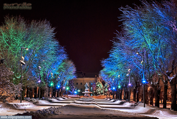 Парк у фонтана на  Набережной. парк, зима, снег