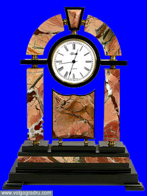 Часы “Венецианское окно” ™ 320х135х405 мм.   Яшма, долерит. 