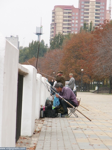 Рыбаки на набережной в Ростове. 