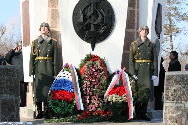 Возложение цветов к памятнику погибших солдат. Волгоград, 2 февраля, 65-летие Сталинградской битвы