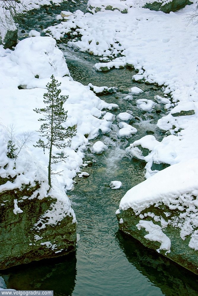  Речка зимняя, речка горная. зима, снег, вода