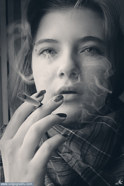 (без названия). девушка, дым, сигарета