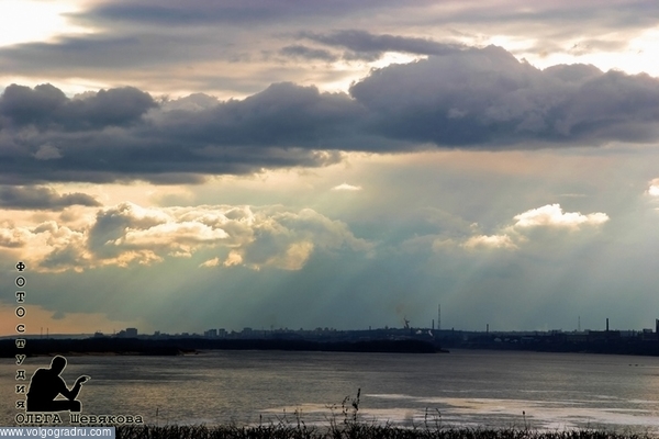 Облака над рекой. другое, Волга, природа