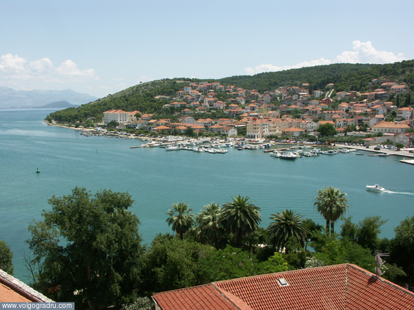 Вид Трогира с колокольни. путешествия, Хорватия, Трогир