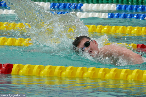 Фрагмент предварительного заплыва на 1500 м вольным стилем у юношей. 13.06.08, утро.. плавание, спорт, бассейн «Искра»